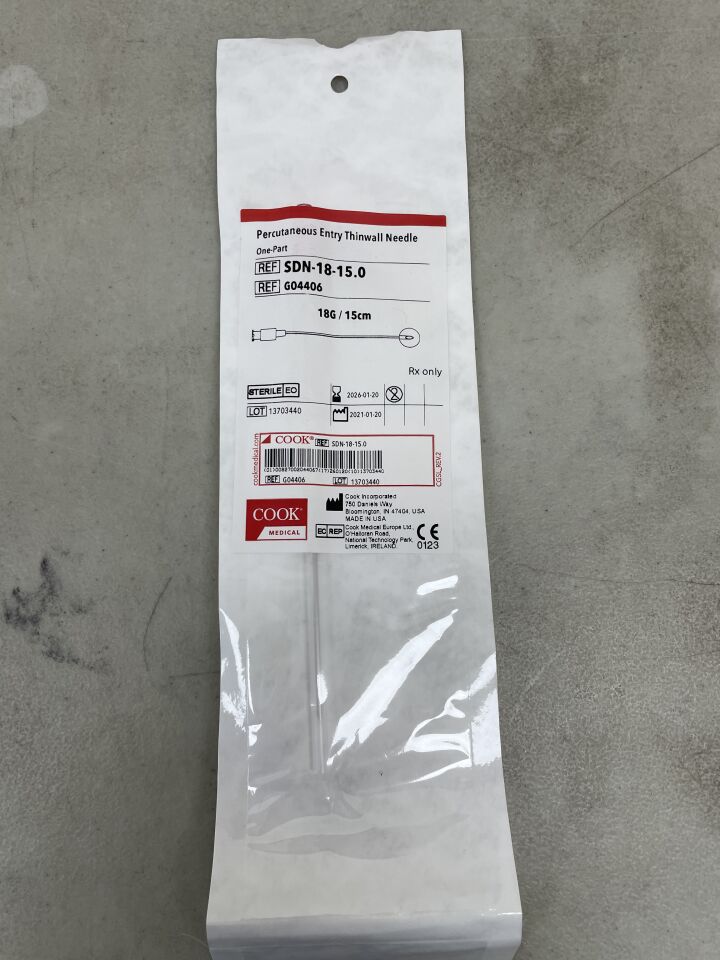 G04406 - COOK - One-Part Percutaneous Entry Needle, 19G, 15 cm Length, (EA) - ( Expiry Date: 2026-01-20 )