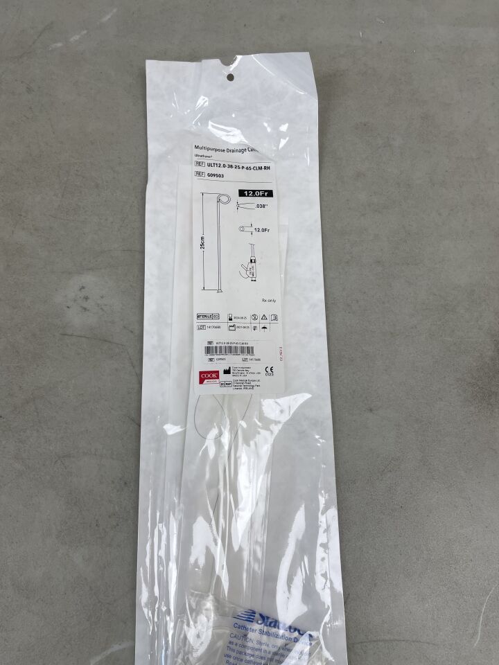 G09503 - COOK - Multipurpose Drainage Catheter - Ultrathane - ULT12.0-38-25-P-6S-CLM-RH - 12Fr x .038" x 25cm, (EA) - ( Expiry Date: 2024-08-25 )