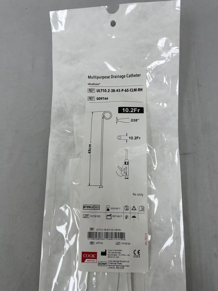 G09766 - COOK - Mac-Loc Multipurpose Drainage Catheter 10.2F x 45cm, (EA) - ( Expiry Date: 2025-09-27 )