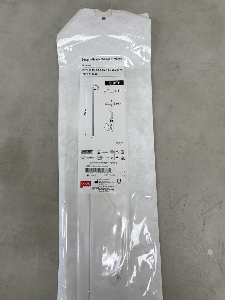 G11018 - COOK - Dawson-Mueller Multipurpose Drainage Catheter 5F x 25cm, 0.018", (EA) - ( Expiry Date: 2026-02-09 )