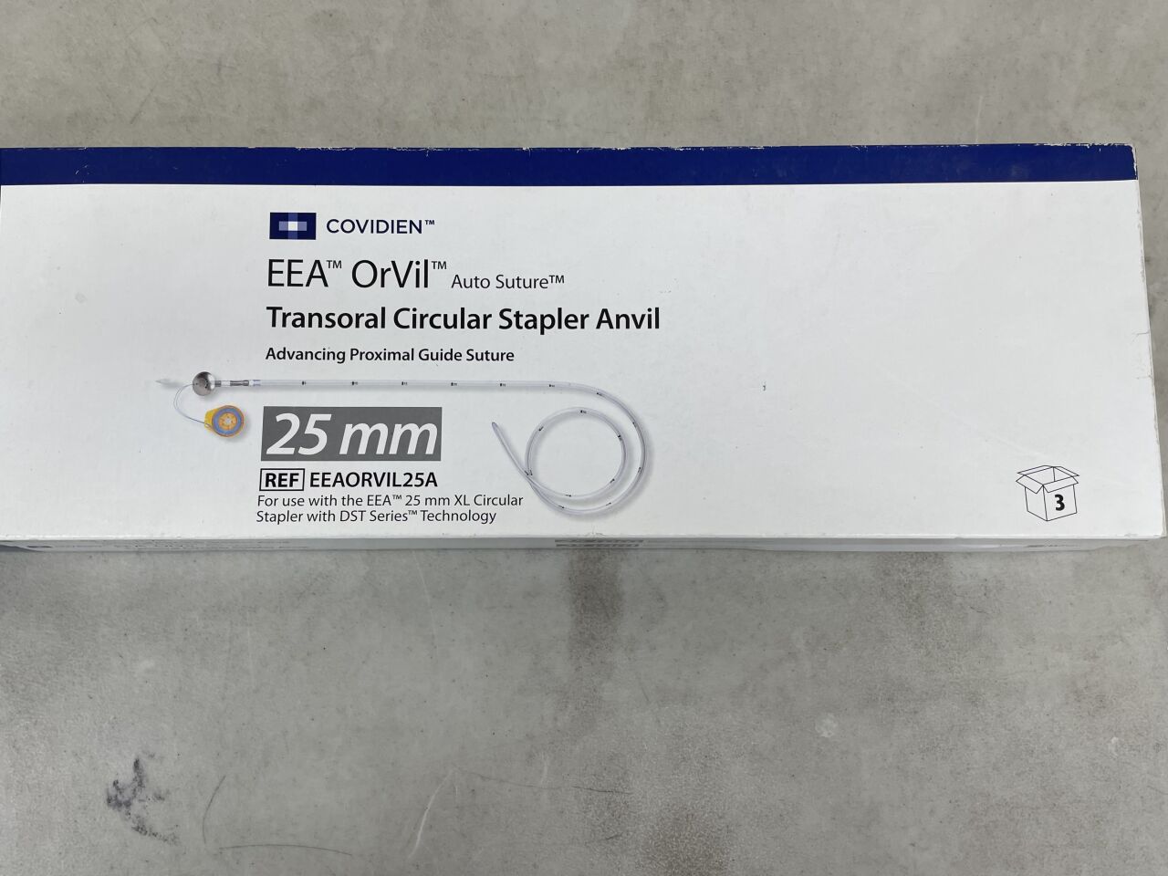 EEAORVIL25A - COVIDIEN - EEA OrVil Single-Use Pre-titled Anvil Circular Stapler with DST Series Technology, 25 mm Size, (BX/3) - ( Expiry Date: 2024-08-31 )