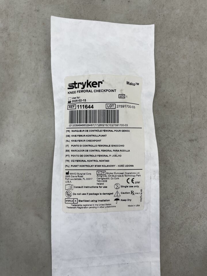 111644 - STRYKER - MAKO Checkpoint 3.5mm Hex Impaction and Knee Femoral
, () - ( Expiry Date: 2026-02-15 )