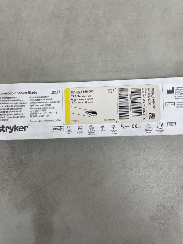 0275-638-000 - STRYKER - 3.5mm Aggressive Cutter, Small Joint, (EA) - ( Expiry Date: 2024-01-29 )