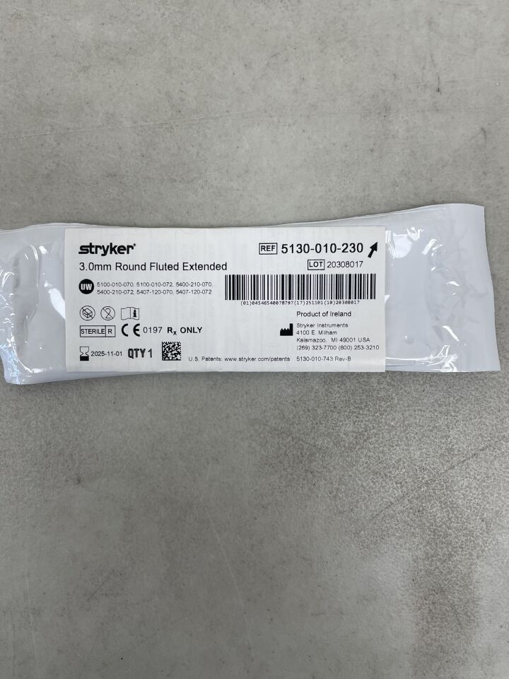 5130-010-230 - STRYKER - 3.0mm Round Fluted Extended, (EA) - ( Expiry Date: 2025-11-01 )