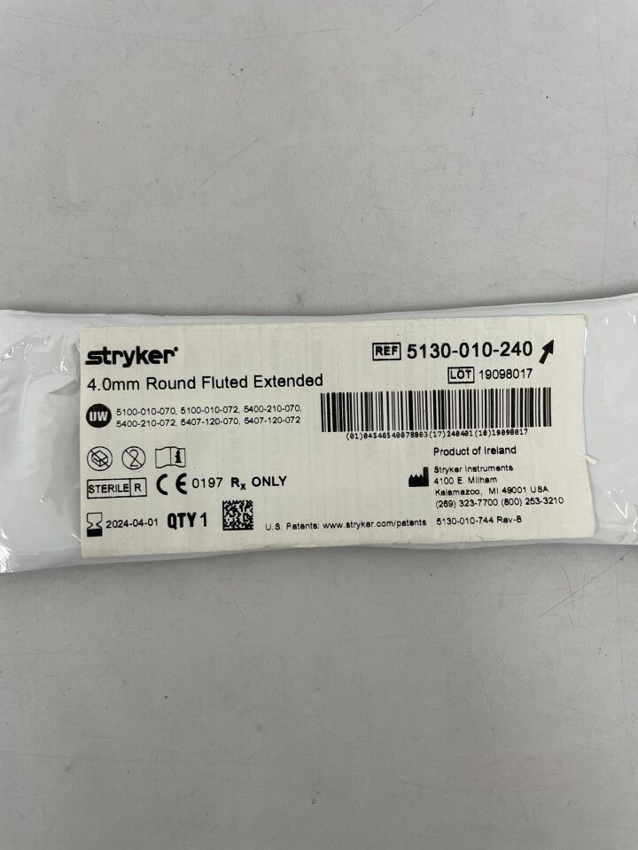 5130-010-240 - STRYKER - 4.0mm round fluted extended bur, long, (EA) - ( Expiry Date: 2025-11-01 )