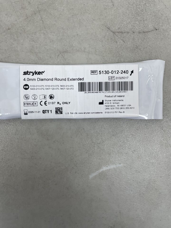 5130-012-240 - STRYKER - 4.0mm Round Diamond Extended Bur, (EA) - ( Expiry Date: 2025-11-01 )