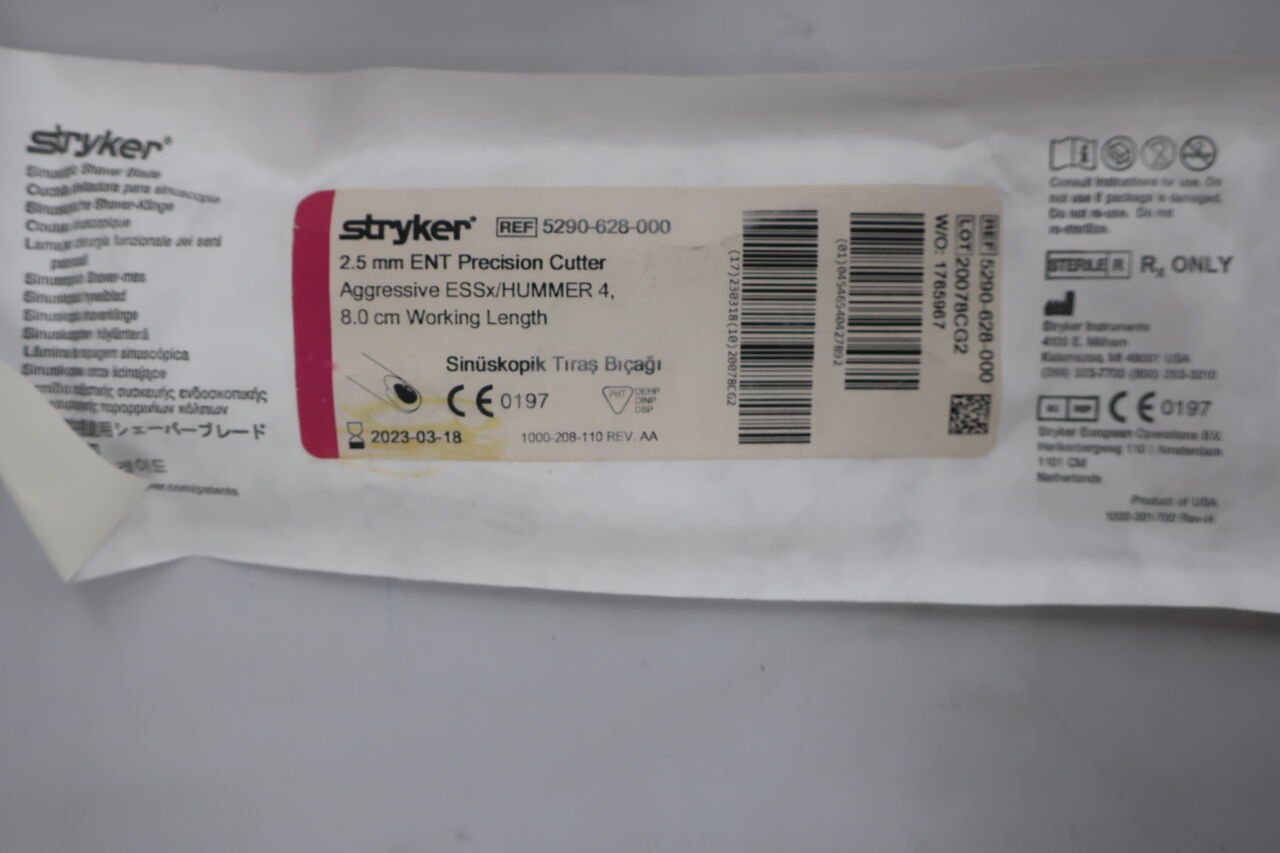 5290-628-000 - STRYKER - Aggressive Cutting Precision Cutter, 2.5 mm dia. x 8 cm Le, (EA) - ( Expiry Date: 2026-03-22 )