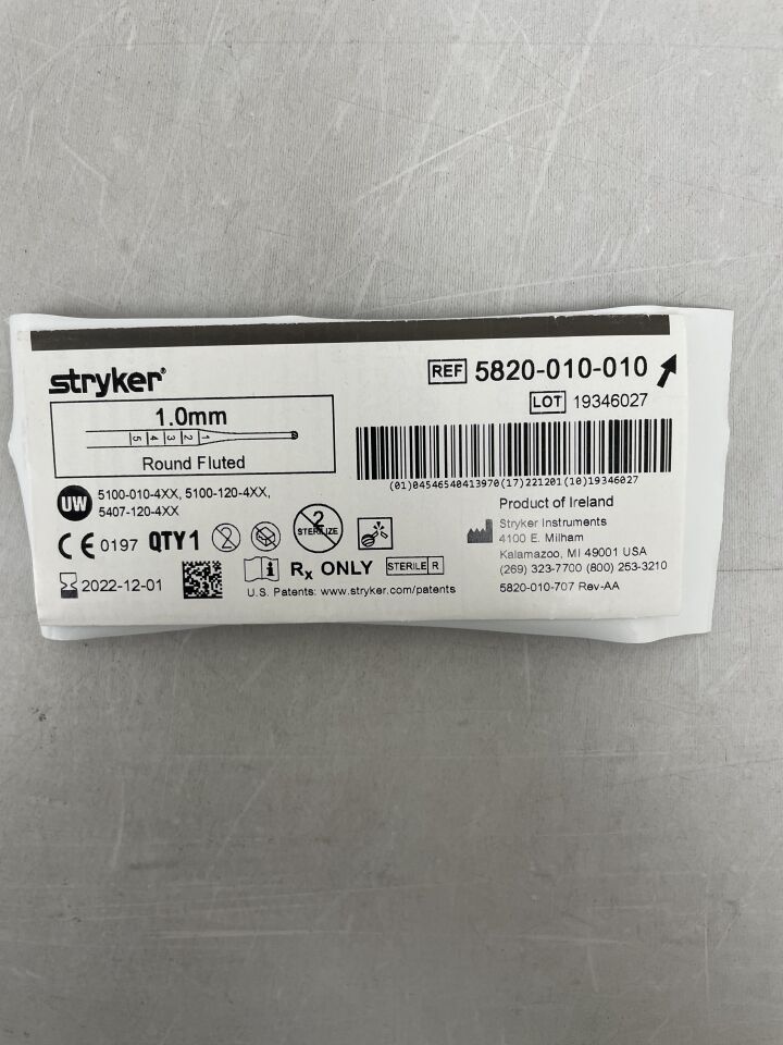 5820-010-010 - STRYKER - Round Fluted Burr, 1 mm Head Diameter, (EA) - ( Expiry Date: 2026-01-01 )