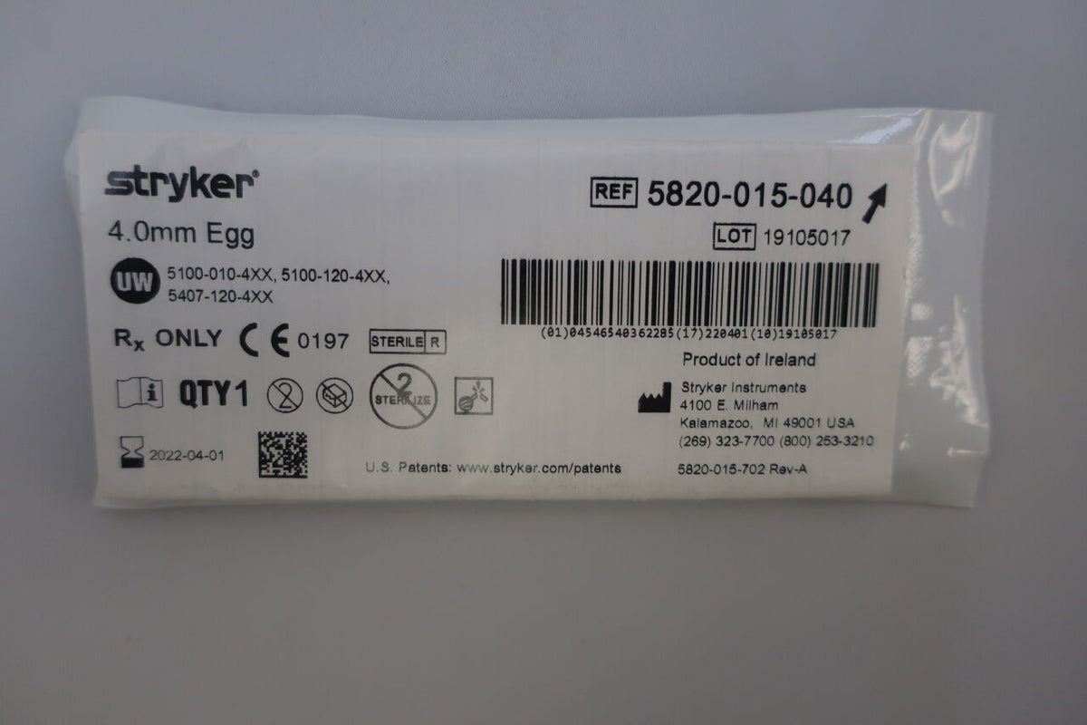 5820-015-040 - STRYKER - Elite Fluted Egg Burr, 4 mm Head Diameter, (EA)