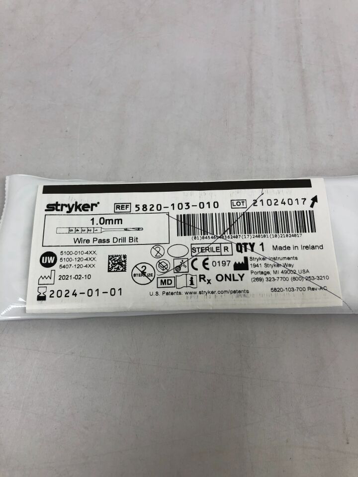 5820-103-010 - STRYKER - Wire Pass Drill Bit, 1.0mm, (EA) - ( Expiry Date: 2022-10-01 )