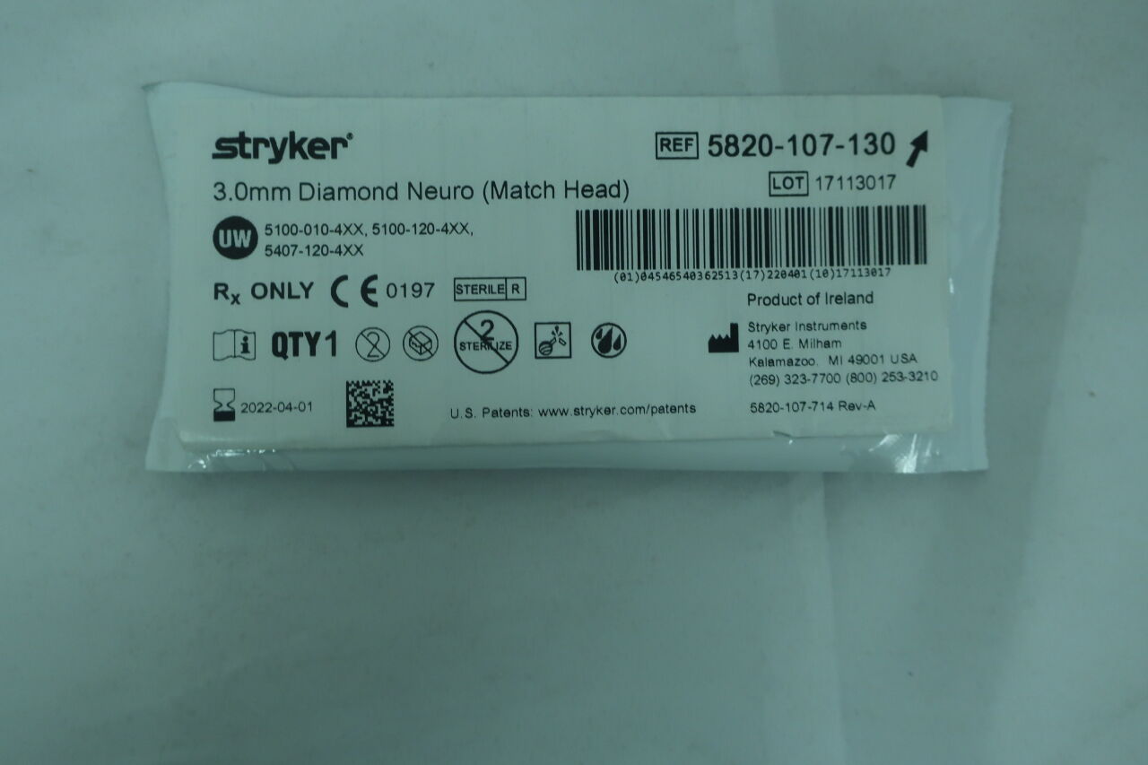 5820-107-130 - STRYKER - Elite Diamond Neuro Burr, 3 dia. x 3.8 mm Head Length, (EA) - ( Expiry Date: 2025-01-01 )
