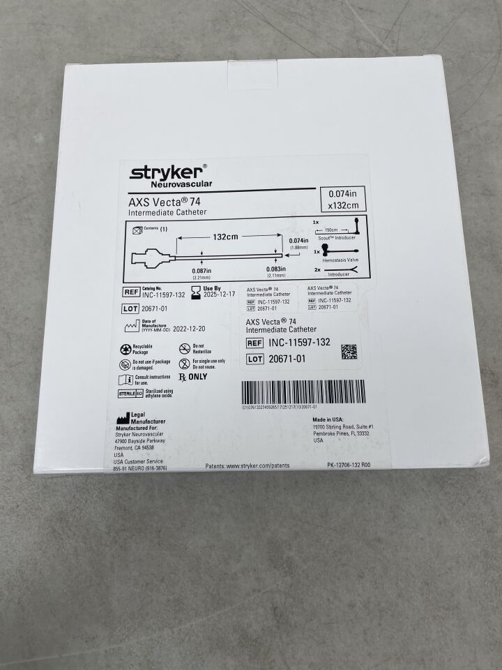 INC-11597-132 - STRYKER - AXS Vecta 74 Intermediate Aspiration Catheter - 0.074" x 132cm, (BX/1) - ( Expiry Date: 2025-12-17 )