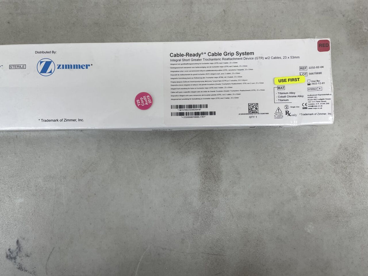 2232-02-04 - ZIMMER - Cable Ready Cable Grip System Greater Trochanteric Reattachment Device w/2 Cables: 23mm x 53mm, (BX/1)