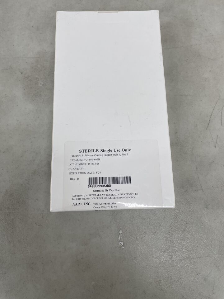 600-603B - AART - Silicone Carving Implant, Style 6 , Size 3, (BX/1) - ( Expiry Date: 2024-03-31 )