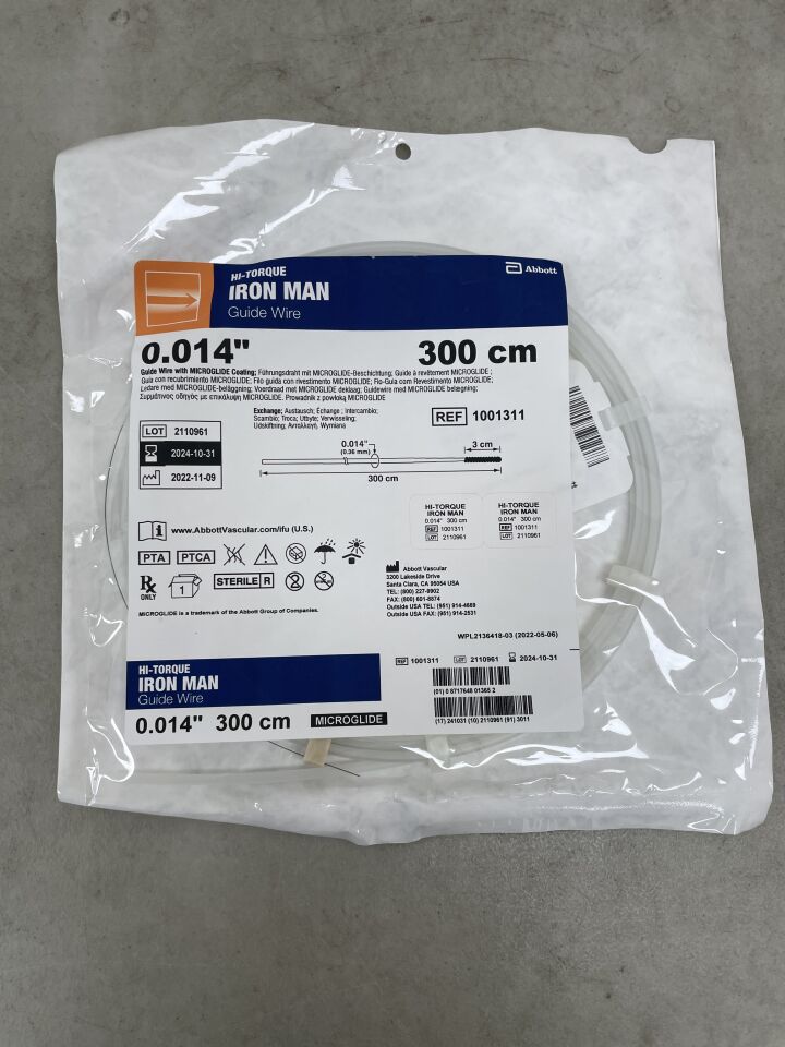 1001311 - ABBOTT - HI-TORQUE IRON MAN Guide Wire - .014" x 300cm, (EA) - ( Expiry Date: 2025-12-31 )