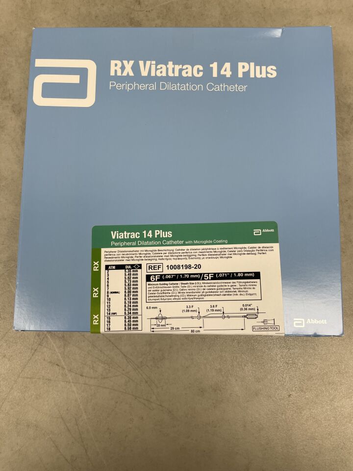1008198-20 - ABBOTT - Viatrac 14 Plus Peripheral Dilatation Catheter with Microglide Coating - 6.0mm x 20mm x 80cm, (BX/1) - ( Expiry Date: 2025-09-30 )