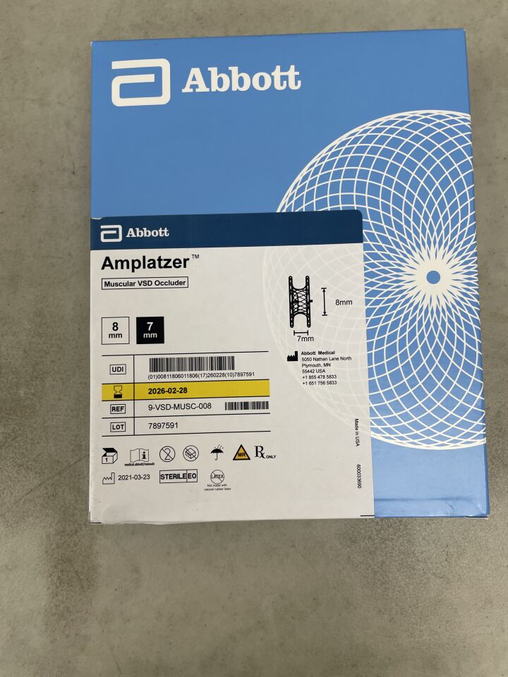 9-VSD-MUSC-008 - ABBOTT - SJM Amplatzer Muscular VSD Occluder 8mm x 16mm, (BX/1) - ( Expiry Date: 2026-02-28 )