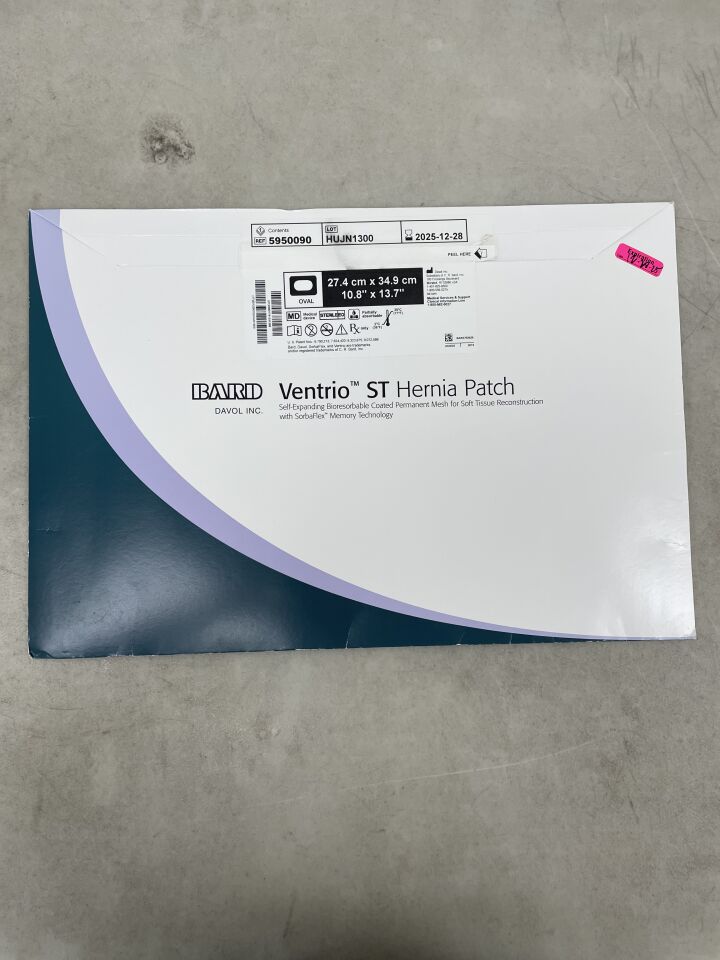5950090 - BARD - Mesh Ventrio ST Hernia Patch, Extra Large Oval 27.4cm x 34.9cm, (BX/1) - ( Expiry Date: 2025-12-28 )