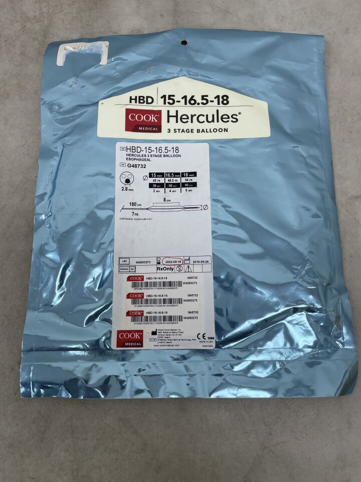 G48732 - COOK - Hercules 3 Stage Balloon Dilator, Esophageal 15-16.5-18mm, (EA) - ( Expiry Date: 2025-11-23 )