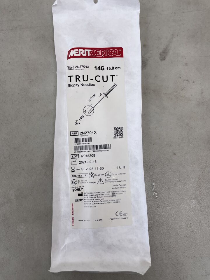 2N2704X - MERIT MEDICAL - Tru-Cut Thin Wall Biopsy Needle, 14G, 6 in. Length, (EA) - ( Expiry Date: 2025-11-30 )
