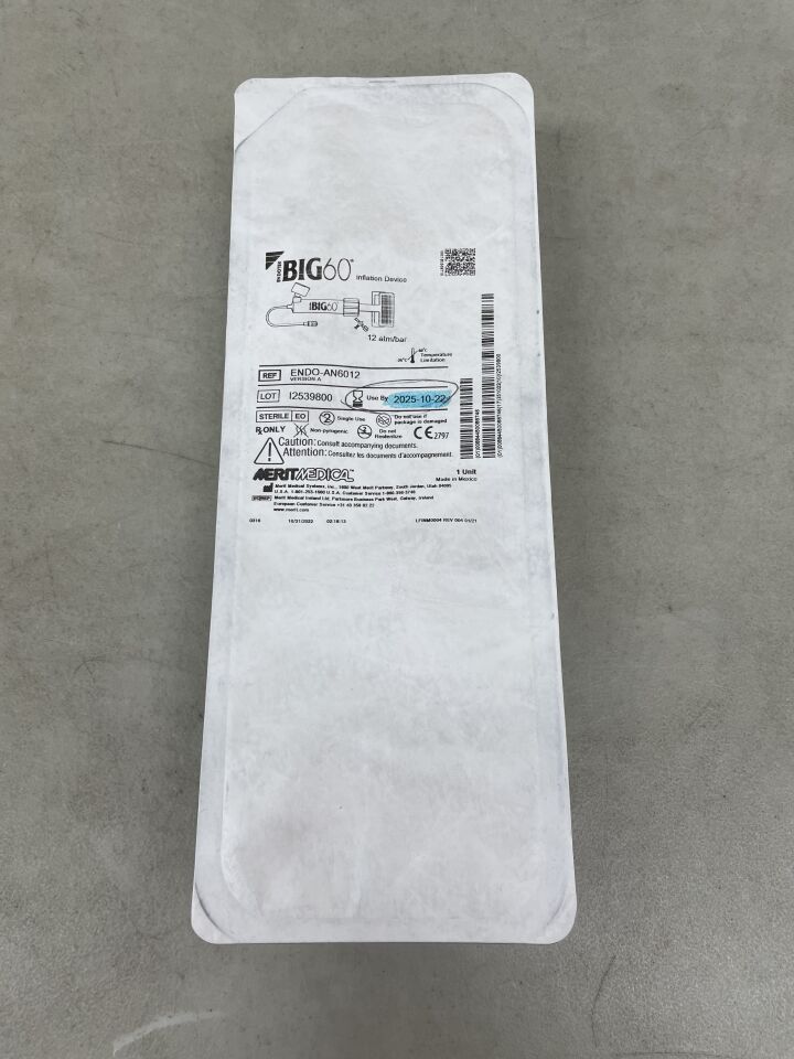 ENDO-AN6012 - MERIT MEDICAL - BIG 60 Inflation Device, Analog Gauge, Polycarbonate, 60ml, 12 ATM, (EA) - ( Expiry Date: 2025-10-29 )