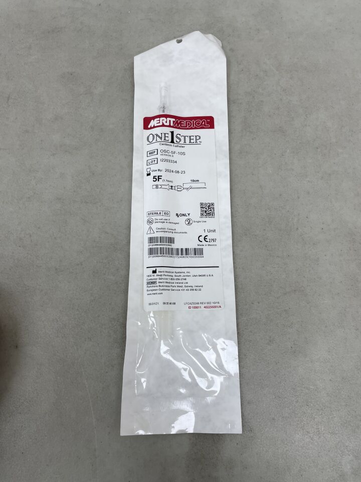 OSC-5F-10S - MERIT MEDICAL - One1Step Centesis Catheter, Straight, Slip Fit 5F x 10cm, (EA) - ( Expiry Date: 2024-08-23 )