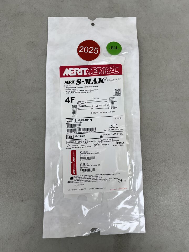 S-MAK401N - MERIT MEDICAL - S-MAK Stiffened Mini Access Kit NT/PT 4F, (EA) - ( Expiry Date: 2025-07-25 )