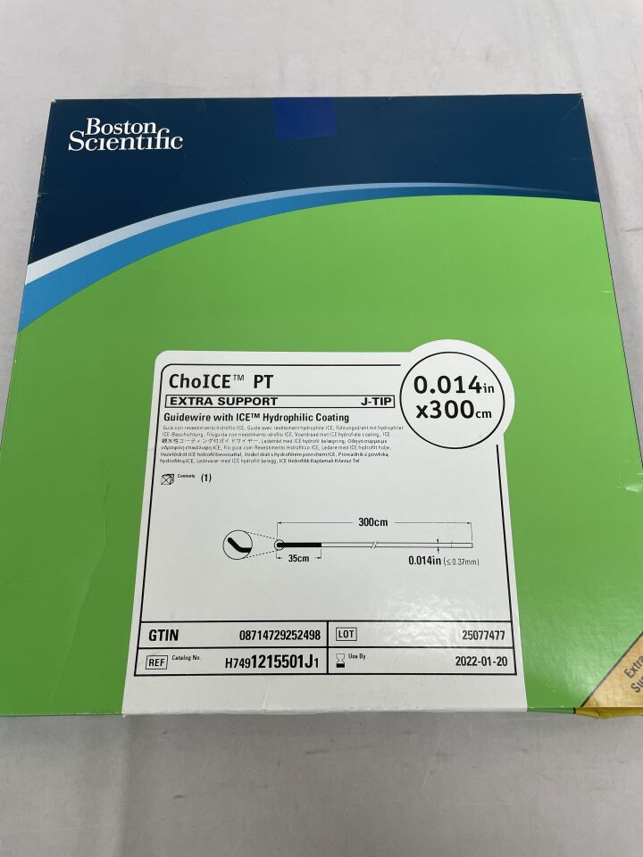 1215501J - BOSTON SCIENTIFIC - ChoICE PT Guidewire with ICE Hydrophilic Coating, Extra Support, J-Tip, 0.014" x 300cm, (BX/1) - ( Expiry Date: 2022-01-20 )