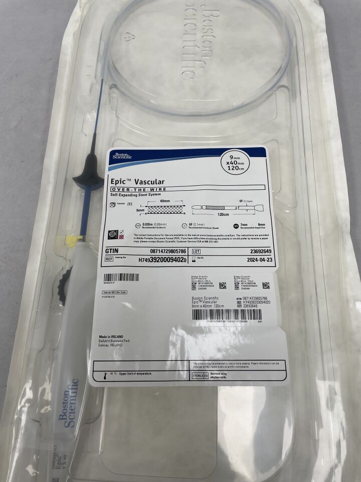 3920009402 - BOSTON SCIENTIFIC - Epic Vascular OTW Self-Expanding Stent System 9mm x 40mm x 120cm, (EA) - ( Expiry Date: 2022-05-09 )