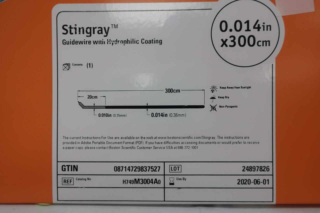 M3004A - BOSTON SCIENTIFIC - Stingray Cardiac/peripheral vascular guidewire with Hydrophilic Coating, (BX/1) - ( Expiry Date: 2022-07-16 )