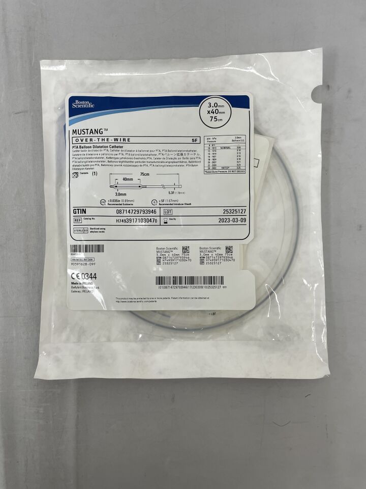 3917103047 - BOSTON SCIENTIFIC - Mustang OTW PTA Balloon Dilatation Catheter - 3.0mm x 40mm x 75cm, (EA) - ( Expiry Date: 2022-08-20 )