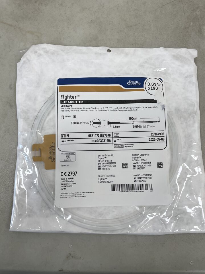 39303190 - BOSTON SCIENTIFIC - Fighter Guidewire, Straight Tip, .014" x 190cm, (EA) - ( Expiry Date: 2022-08-26 )