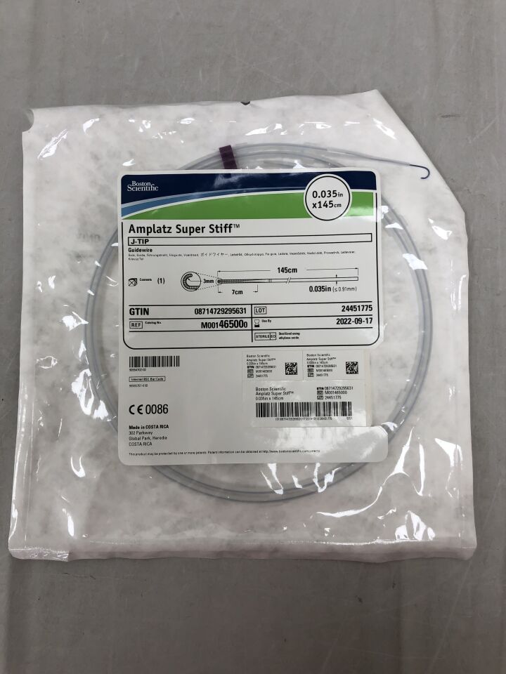 46500 - BOSTON SCIENTIFIC - Amplatz Super Stiff Guidewire - J-Tip - .035" x 145cm, (EA) - ( Expiry Date: 2022-09-17 )