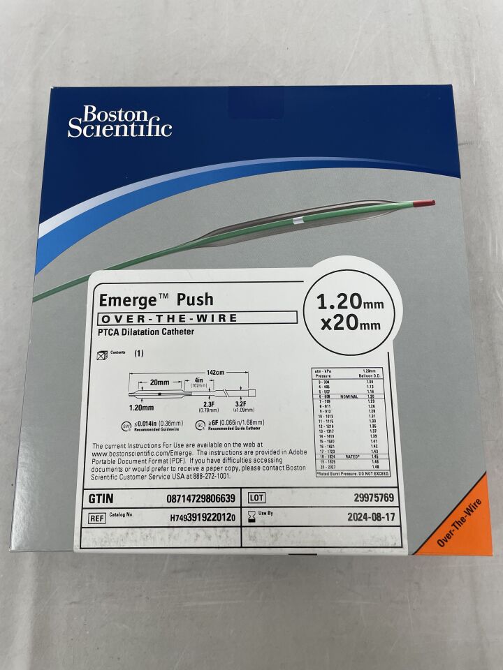 391922012 - BOSTON SCIENTIFIC - Emerge Push OTW PTCA Dilatation Catheter - 1.20mm x 20mm, (EA) - ( Expiry Date: 2022-09-17 )