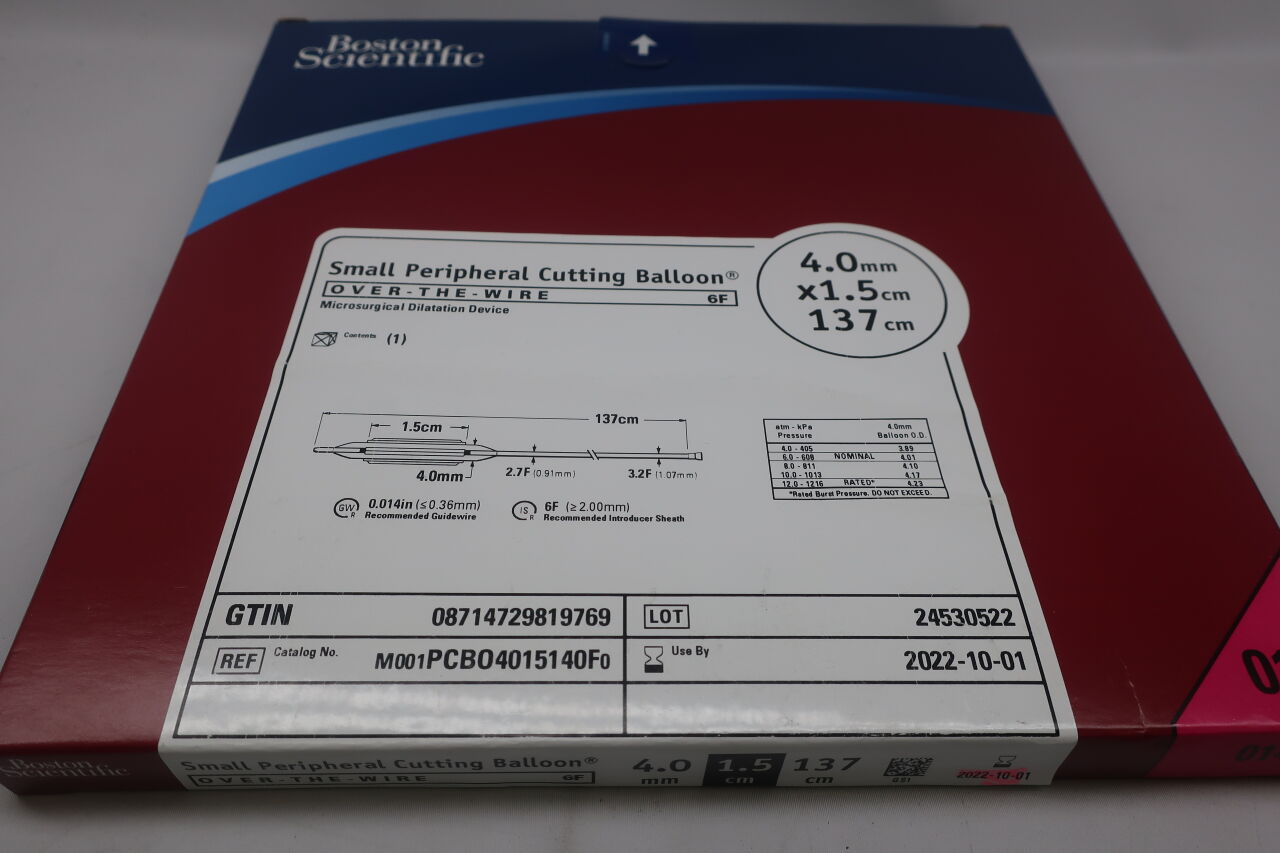 PCBO4015140F - BOSTON SCIENTIFIC - Small Peripheral Cutting Balloon Microsurgical Dilatation Device - OTW - 4.0mm x 1.5cm x 137cm, (EA) - ( Expiry Date: 2022-10-01 )