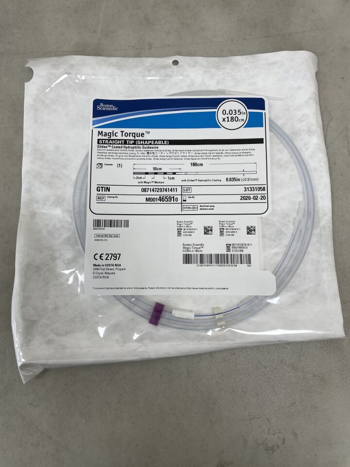 46591 - BOSTON SCIENTIFIC - Magic Torque Glidex Coated Hydrophilic Guidewire - Straight Tip (Shapeable) - .035" x 180cm, (EA) - ( Expiry Date: 2023-01-19 )