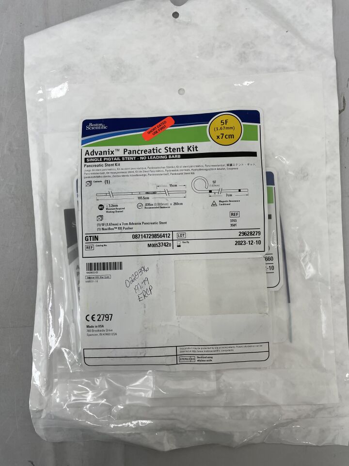 3742 - BOSTON SCIENTIFIC - Advanix Pancreatic Stent Kit - Single Pigtail/No Leading Barb - 5Fr x 7cm, (EA) - ( Expiry Date: 2023-01-22 )