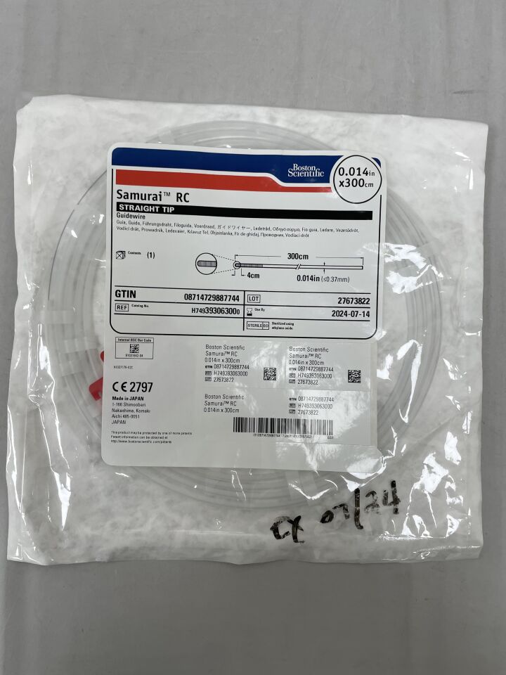 39306300 - BOSTON SCIENTIFIC - Samurai RC Guidewire - Straight Tip - .014" x 300cm, (EA) - ( Expiry Date: 2023-03-17 )