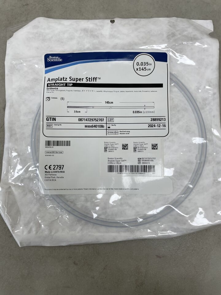 640108 - BOSTON SCIENTIFIC - Amplatz Super Stiff PTFE Coated Straight Tip Guidewire, 145 cm Length, (BX/5) - ( Expiry Date: 2023-08-10 )