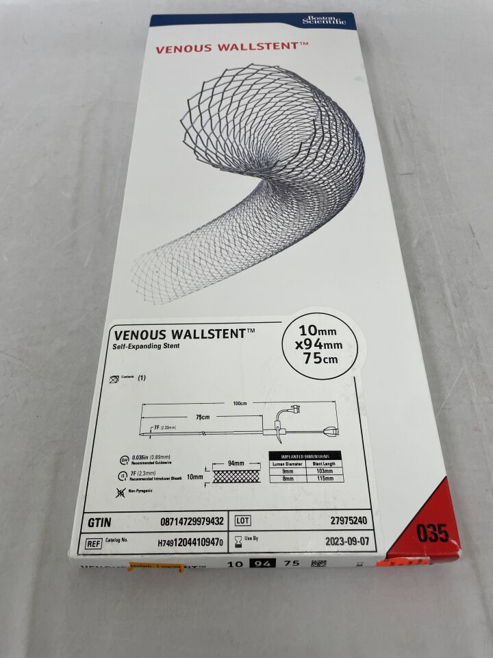 1204410947 - BOSTON SCIENTIFIC - VENOUS WALLSTENT Self-Expanding Stent - 10mm x 94mm x 75cm, (BX/1) - ( Expiry Date: 2023-09-07 )