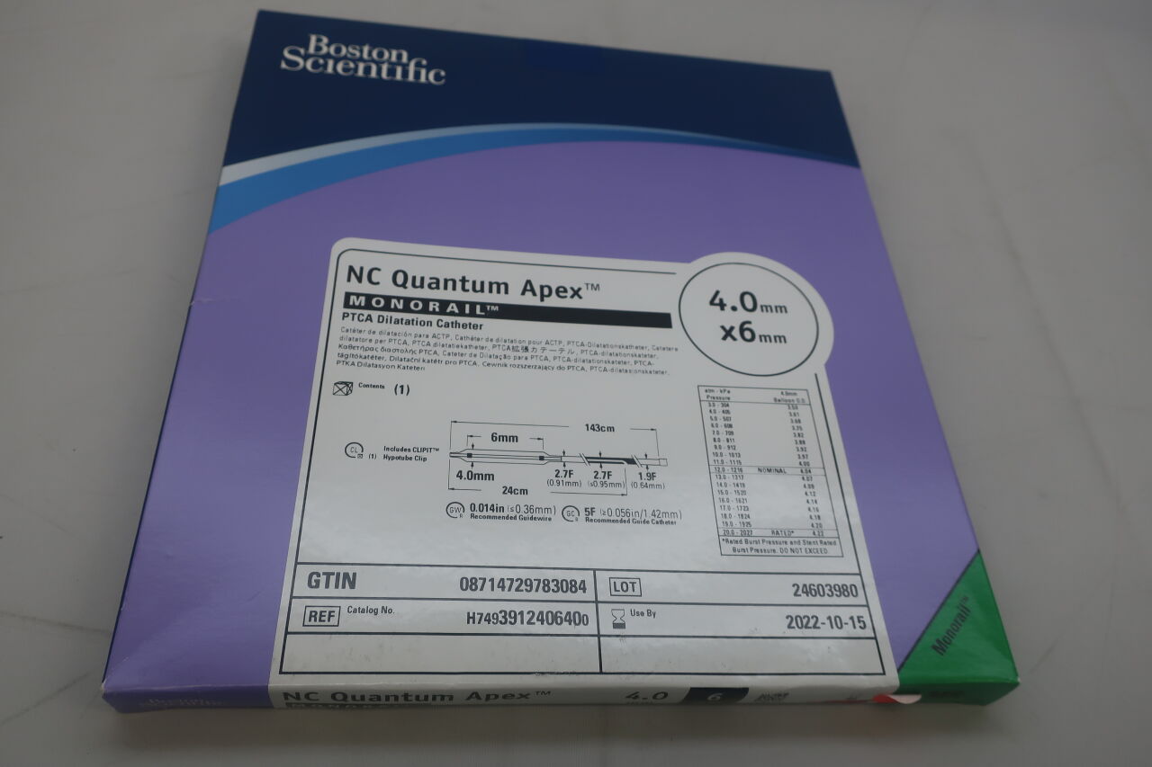 391240640 - BOSTON SCIENTIFIC - NC Quantum Apex Monorail PTCA Dilatation Catheter - 4.0mm x 6mm, (BX/1) - ( Expiry Date: 2023-09-22 )
