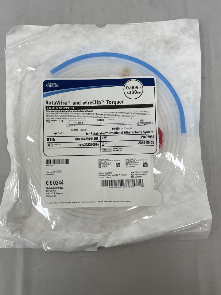 23239001 - BOSTON SCIENTIFIC - RotaWire Extra Support Guidewire with WireClip Torquer, 0.009 in. dia. x 330 cm Length, (EA) - ( Expiry Date: 2023-10-04 )