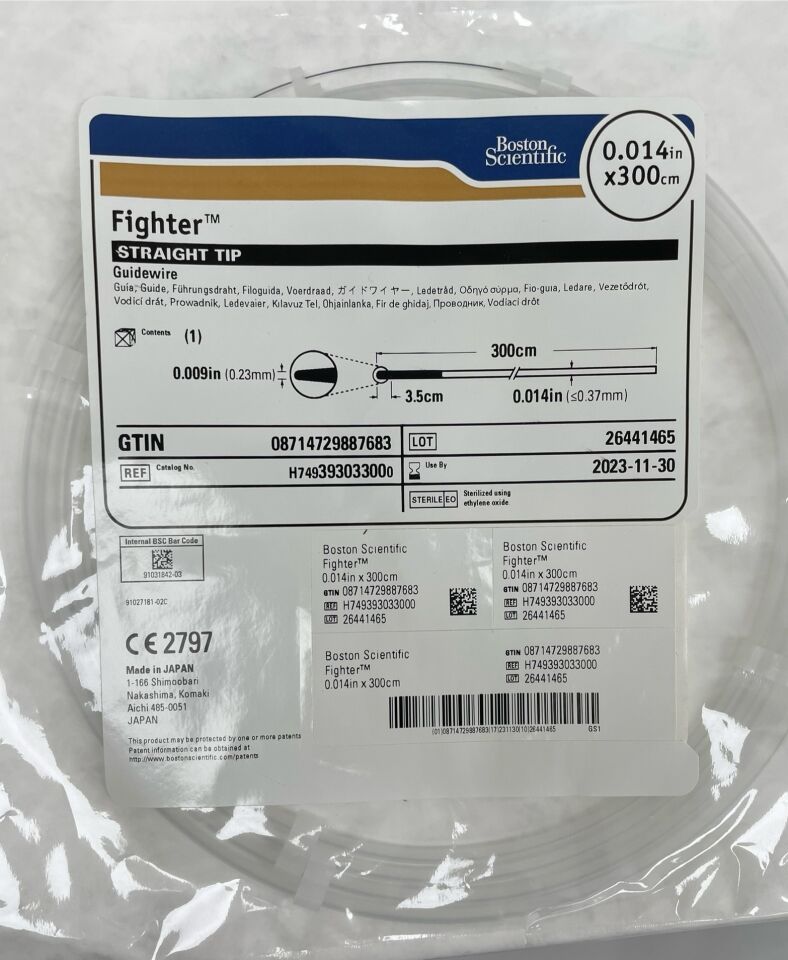 39303300 - BOSTON SCIENTIFIC - Fighter Guidewire, Straight Tip, 0.014" x 300cm, (EA) - ( Expiry Date: 2023-11-30 )