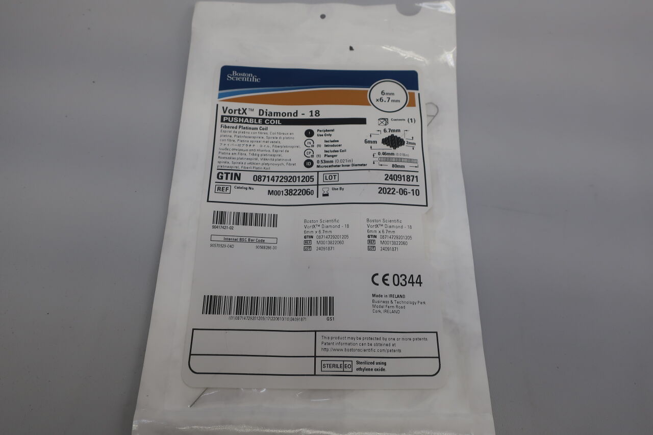 382206 - BOSTON SCIENTIFIC - Vortx Diamond-18 Fibered Platinum Coil 6mm x 6.7mm, (BX/5) - ( Expiry Date: 2023-12-13 )