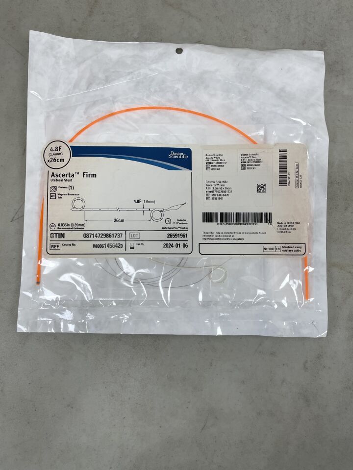 145642 - BOSTON SCIENTIFIC - Ascerta Firm Ureteral Stent - 4.8Fr x 26cm, (EA) - ( Expiry Date: 2024-01-06 )