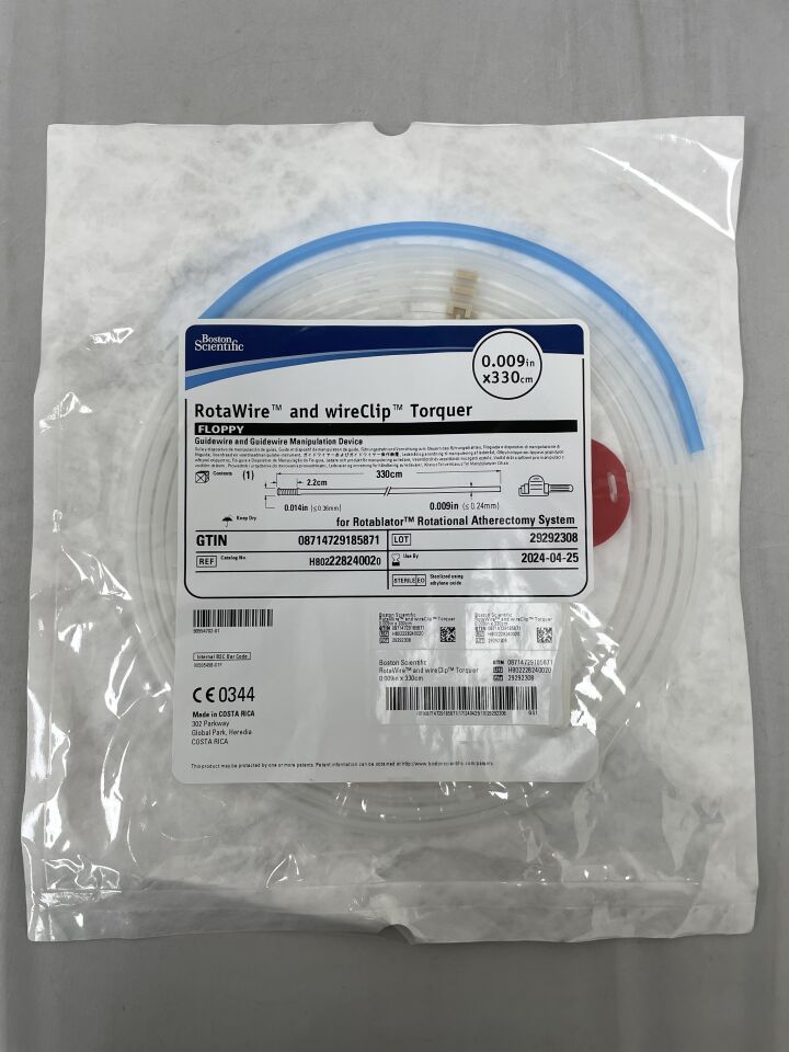 22824002 - BOSTON SCIENTIFIC - RotaWire Floppy Guidewire with WireClip Torquer, 0.009 in. dia. x 330 cm Length, (EA) - ( Expiry Date: 2024-01-19 )