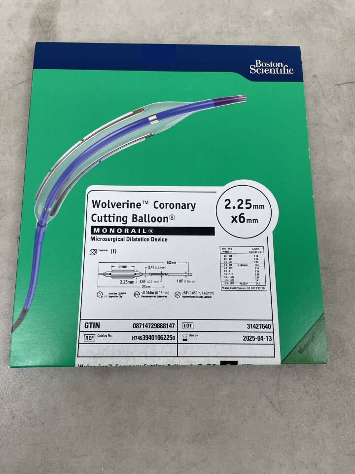 3940106225 - BOSTON SCIENTIFIC - Wolverine Coronary Cutting Balloon MONORAIL Microsurgical Dilatation Device - 2.25mm x 6mm, (BX/1) - ( Expiry Date: 2024-03-21 )