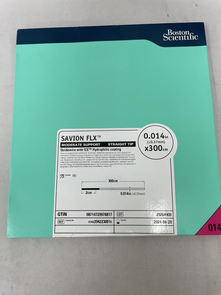 394223001 - BOSTON SCIENTIFIC - SAVION FLX Guidewire with ICE Hydrophilic Coating - Moderate Support, Straight Tip - .014" x 300cm, (BX/1) - ( Expiry Date: 2024-04-20 )