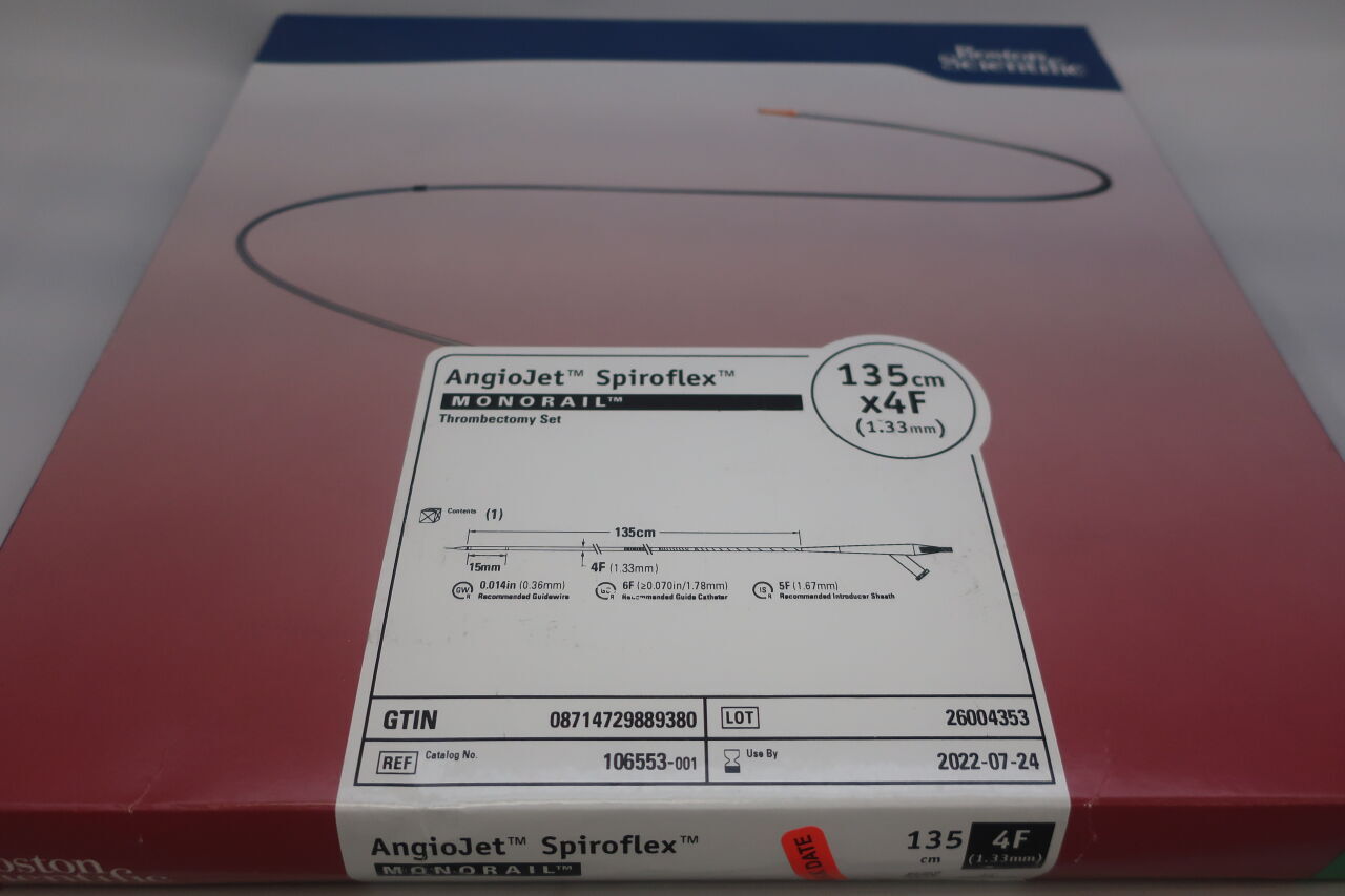 106553 - BOSTON SCIENTIFIC - AngioJet Spiroflex Monorail Thrombectomy Set, 135cm x 4F, (BX/1) - ( Expiry Date: 2024-04-30 )