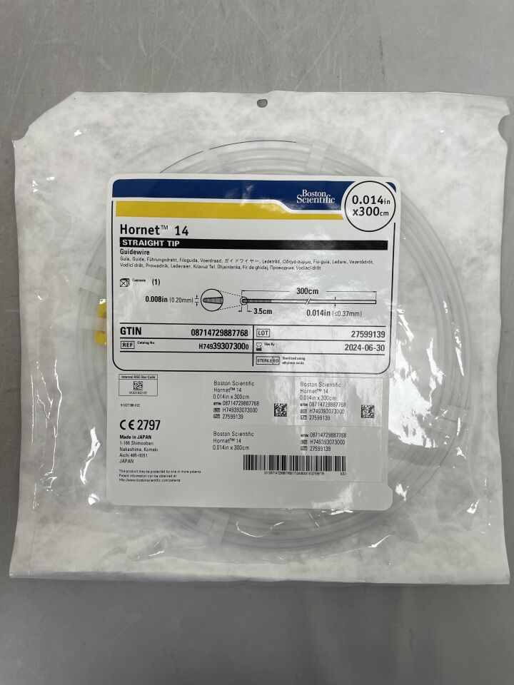 39307300 - BOSTON SCIENTIFIC - Hornet 14 Guidewire - Straight Tip - .014" x 300cm, (EA) - ( Expiry Date: 2024-06-30 )